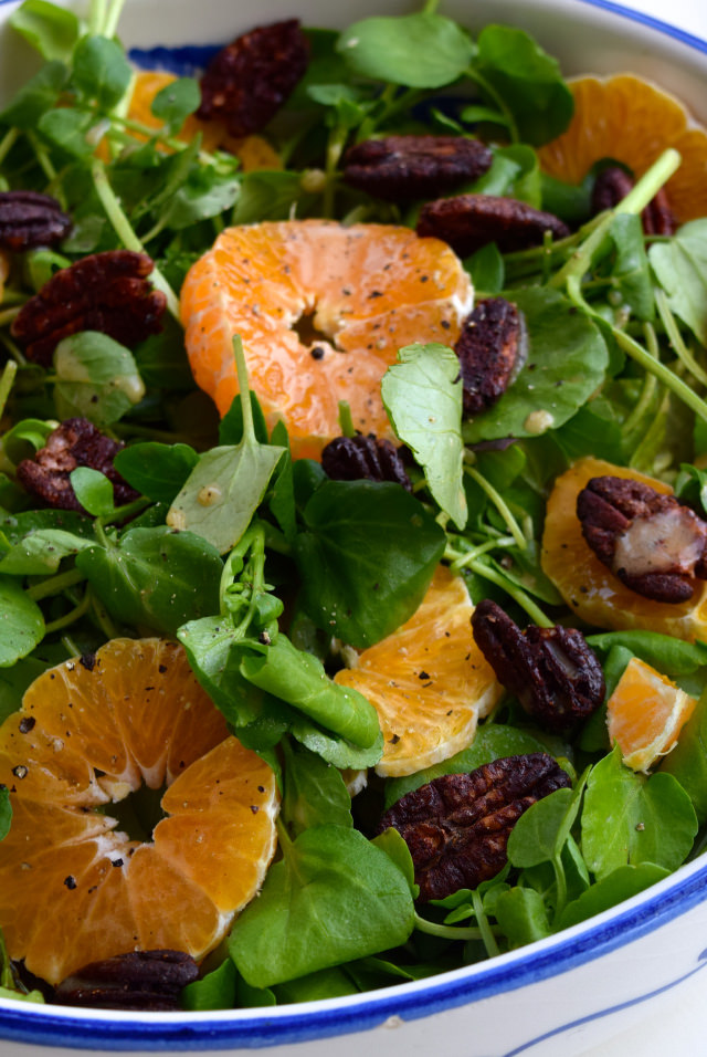 Watercress, Clementine & Festive Spiced Pecan Salad | www.rachelphipps.com @rachelphipps