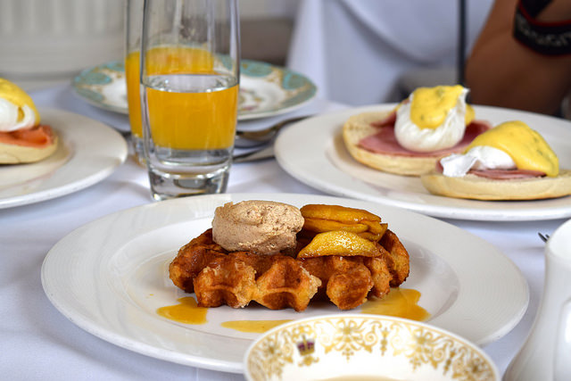 Waffles with Caramalised Apples & Cinnamon Cream at The Orangery, Kensington Palace | www.rachelphipps.com @rachelphipps