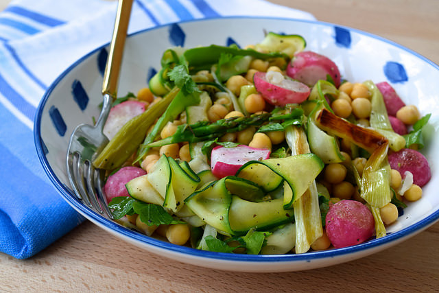 Roasted Spring Vegetable and Chickpea Bowl