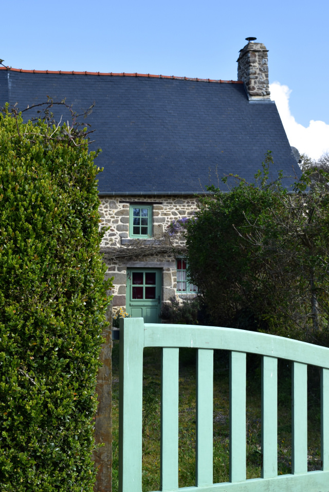 Green Painted Brittany Stone House | www.rachelphipps.com @rachelphipps