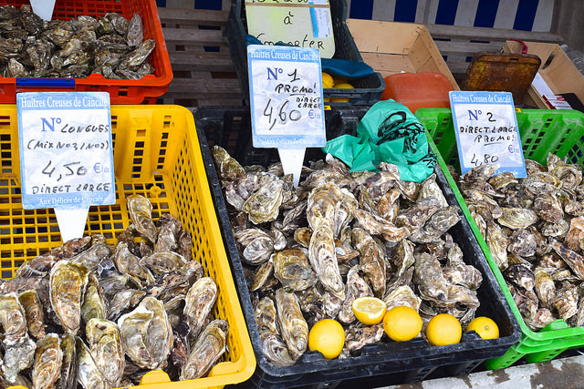 Market Oysters for sale in Cancale, Brittany