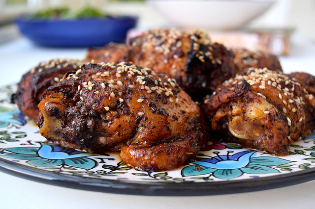 Oven-roasted Chicken with Sumac, Pomegranate Molasses, Chilli and Sesame Seeds | www.rachelphipps.com @rachelphipps