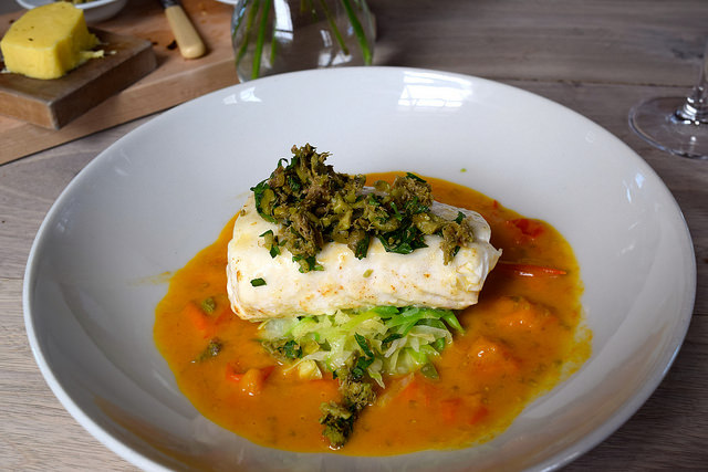 Hake with with Bouillabaisse Sauce and Green Olive Tapenade at The Sportsman, Seasalter | www.rachelphipps.com @rachelphipps