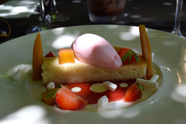 Strawberry & Poppyseed Dessert at Hotel Restaurant du Chateau, Combourg | www.rachelphipps.com @rachelphipps