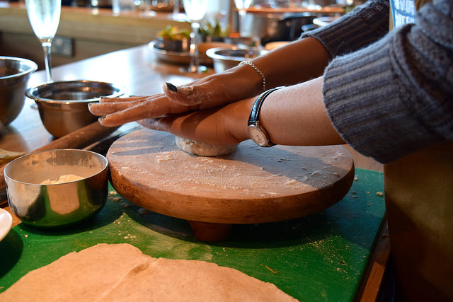Rolling Chapati at The Jamie Oliver Cookery School | www.rachelphipps.com @rachelphipps