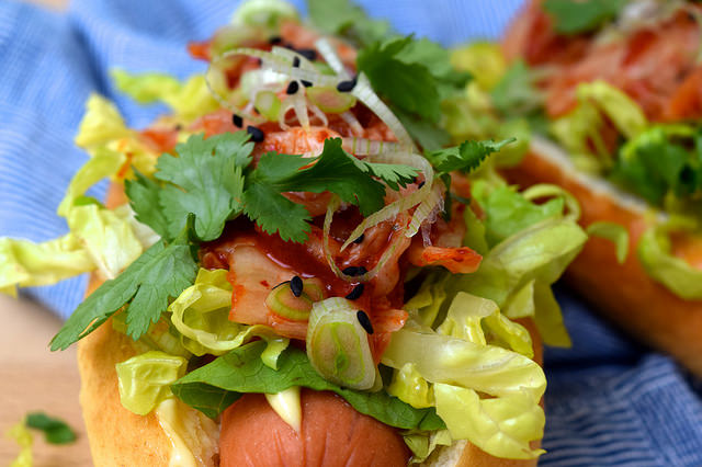 Kogi Barbecue Inspired Korean Loaded Hotdogs | www.rachelphipps.com @rachelphipps