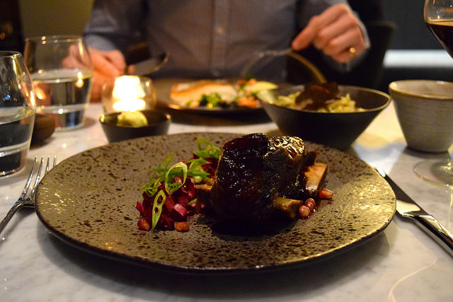 Slow Cooked Beef Short Rib with Picked Red Cabbage & Pomegranate Glaze at Samarkand, Fitzrovia | www.rachelphipps.com @rachelphipps