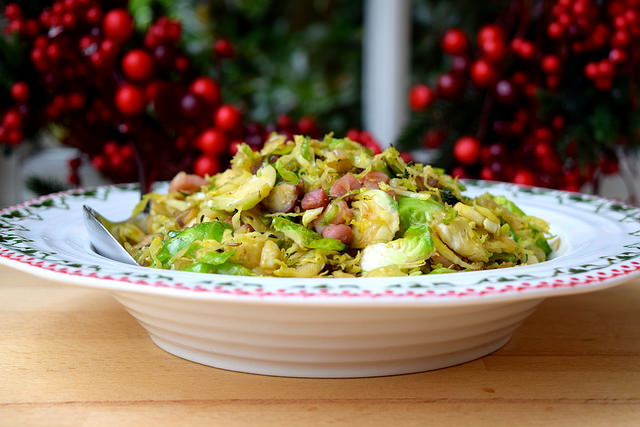 Sprouts with Bacon, Chestnuts & Caraway Seeds | www.rachelphipps.com @rachelphipps