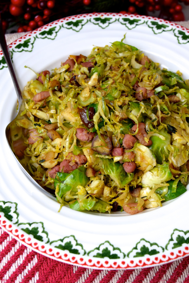 Shredded Sprouts with Pancetta and Chestnuts | www.rachelphipps.com @rachelphipps