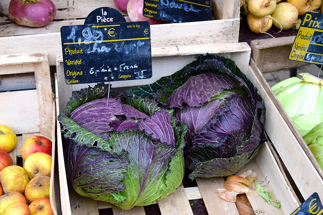 Purple Cabbages at Combourg Market, Brittany | www.rachelphipps.com @rachelphipps