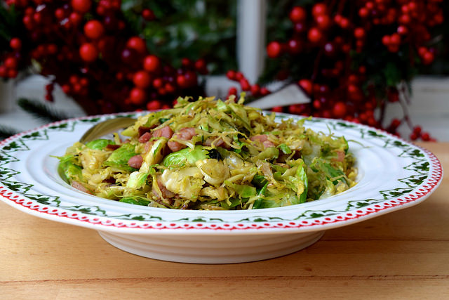 Shredded Sprouts with Bacon, Chestnuts and Caraway Seeds | www.rachelphipps.com @rachelphipps