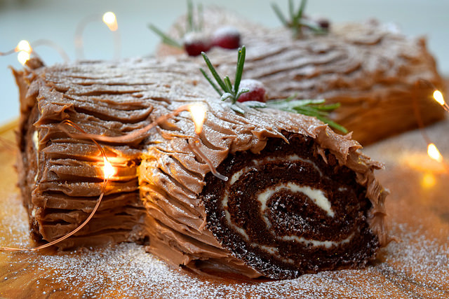 Chocolate Yule Log filled with Brandy Crème Fraîche | www.rachelphipps.com @rachelphipps
