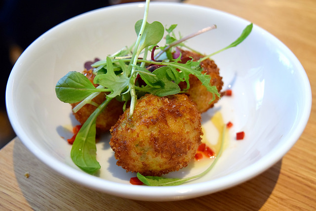 Courgette, Chilli & Ricotta Croquettes with Spiced Honey at Lupins, Borough | www.rachelphipps.com @rachelphipps