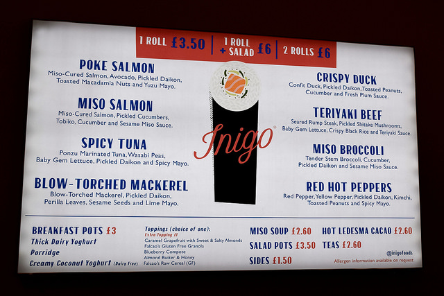 Menu at Inigo, Soho #sushi #lunch #london #soho #handrolls | www.rachelphipps.com @rachelphipps