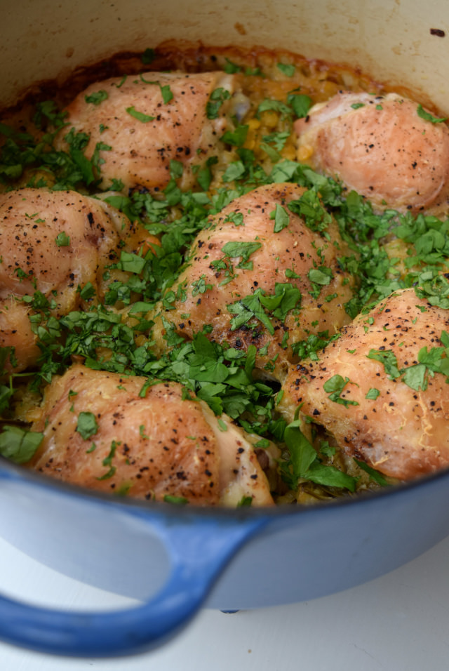 One Pot Roast Chicken Thighs with Lentils and Rosemary #chicken #onepot #healthy