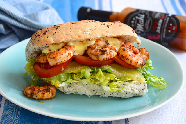 Lighter Southern Shrimp Po' Boy Sandwich #poboy #sandwich #prawn #shrimp