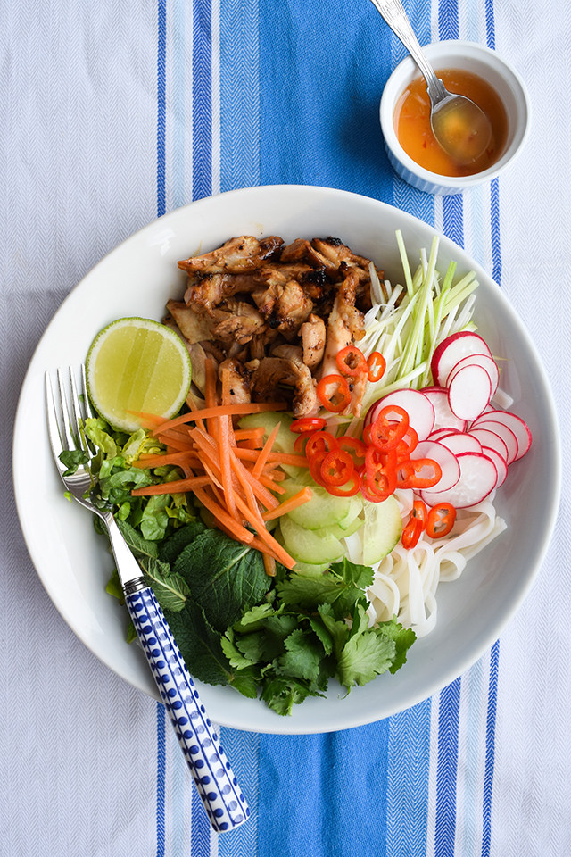 Griddled Vietnamese Chicken Noodle Bowls