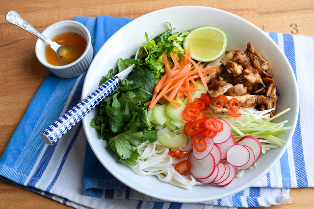 Griddled Vietnamese Chicken Noodle Bowl