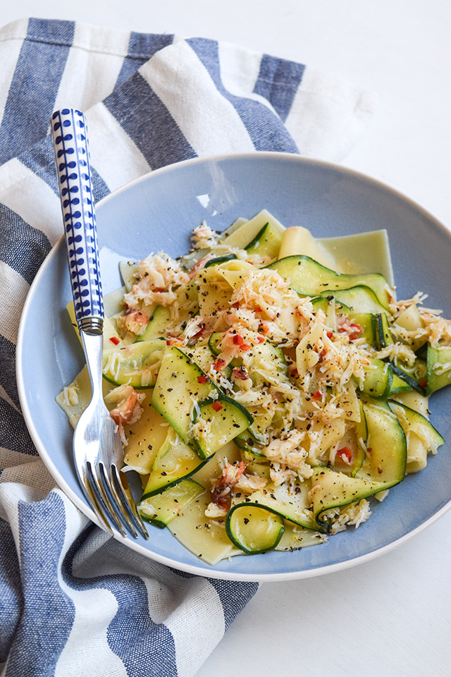 Dinner Party Broken Pasta with Lemony Crab and Courgette #pasta #crab #seafood #courgette #zucchini #seafood #dinnerparty #starter #appetizer
