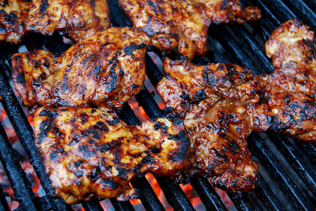 Skinny Sticky Storecupboard Barbecue Chicken #chicken #chickenthighs #barbecue #grilling #marinade