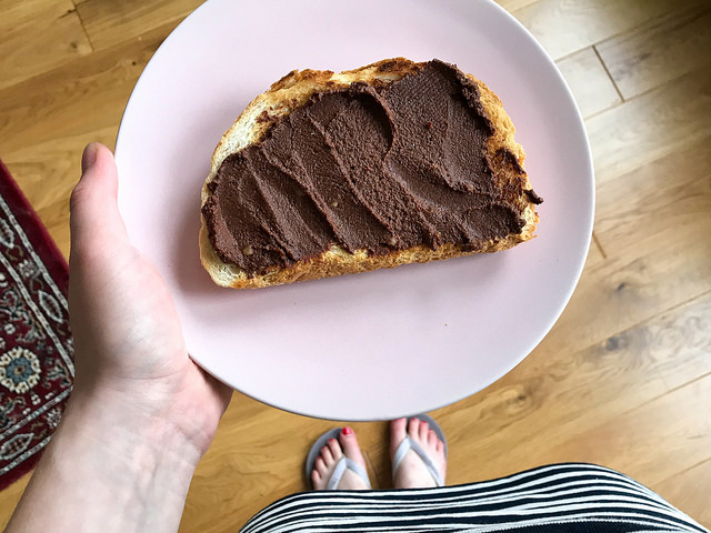 Hazelnut Cacao Butter on Toast #toast #cacao #hazelnut