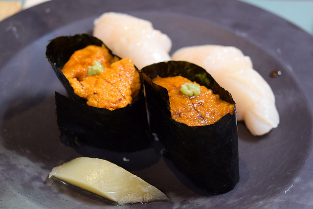 Scallop and Uni Sushi at Yashin Ocean House, Kensington #sushi #london #kensington
