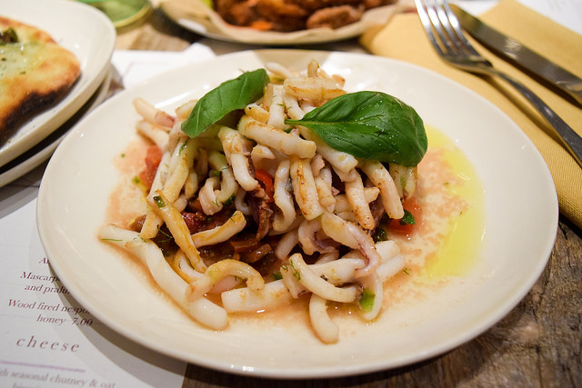 Grilled Squid with Cherry Tomatoes at La Goccia, Covent Garden #squid #tomatoes #coventgarden #london