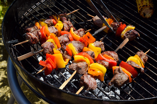 Grilling Steak Skewers #barbecue #grilling #steak #skewers #kabobs #chimichurri