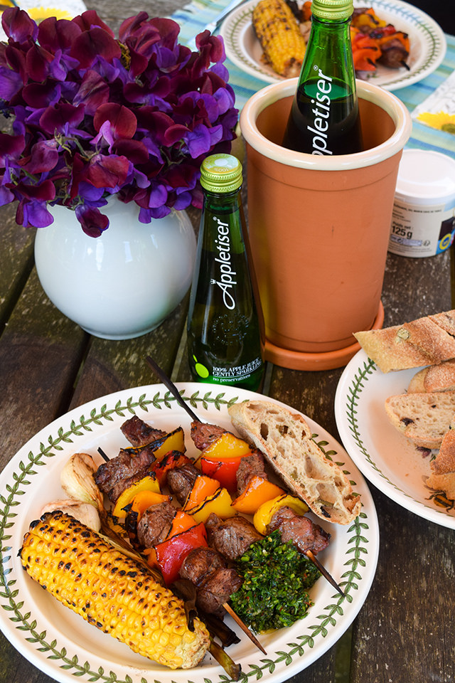 Summer Barbecue with Appletiser #barbecue #grilling #steak #skewers #kabobs #chimichurri