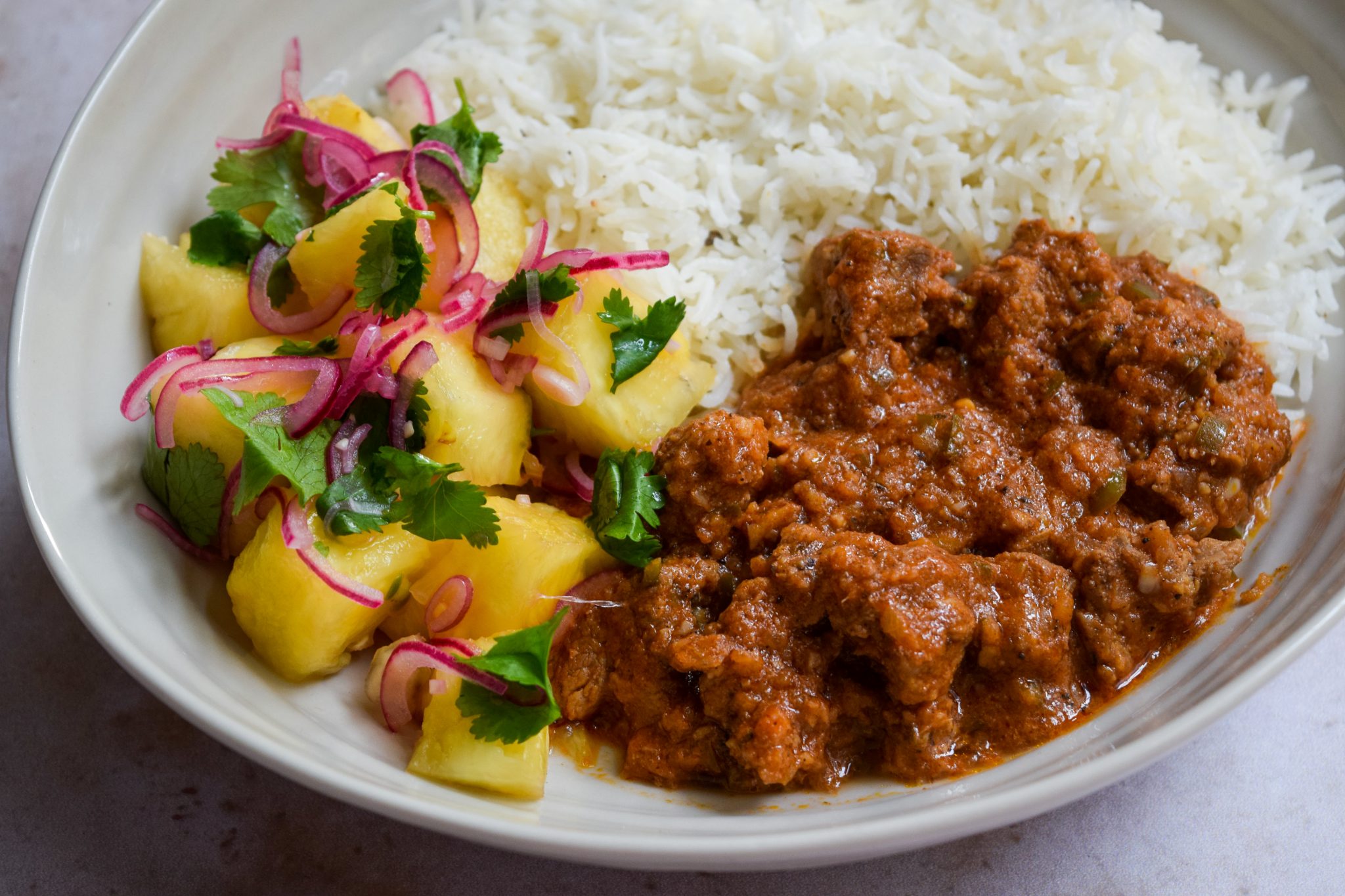Lamb and Green Chilli Curry with Pineapple Pickle Salad Rachel Phipps