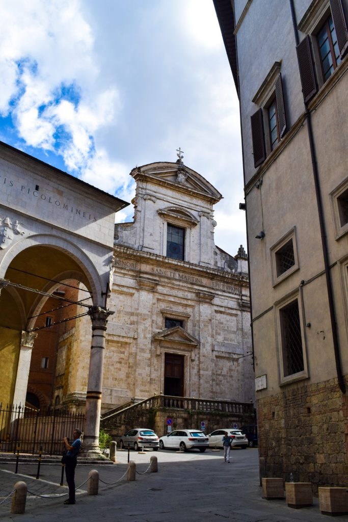 Historic church facade in Siena.