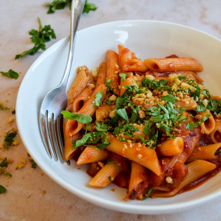 Recipe: Bloody Mary Penne with Crunchy Parsley Breadcrumbs | Rachel Phipps