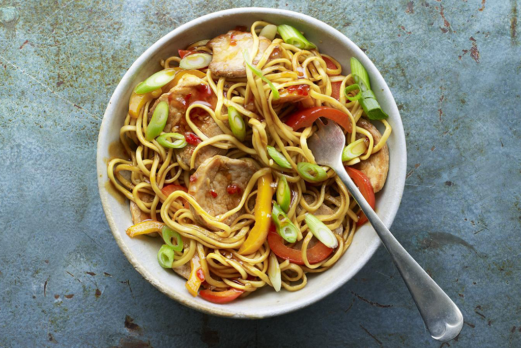 Student Suppers Sweet Chilli Pork & Pepper Noodles Rachel Phipps