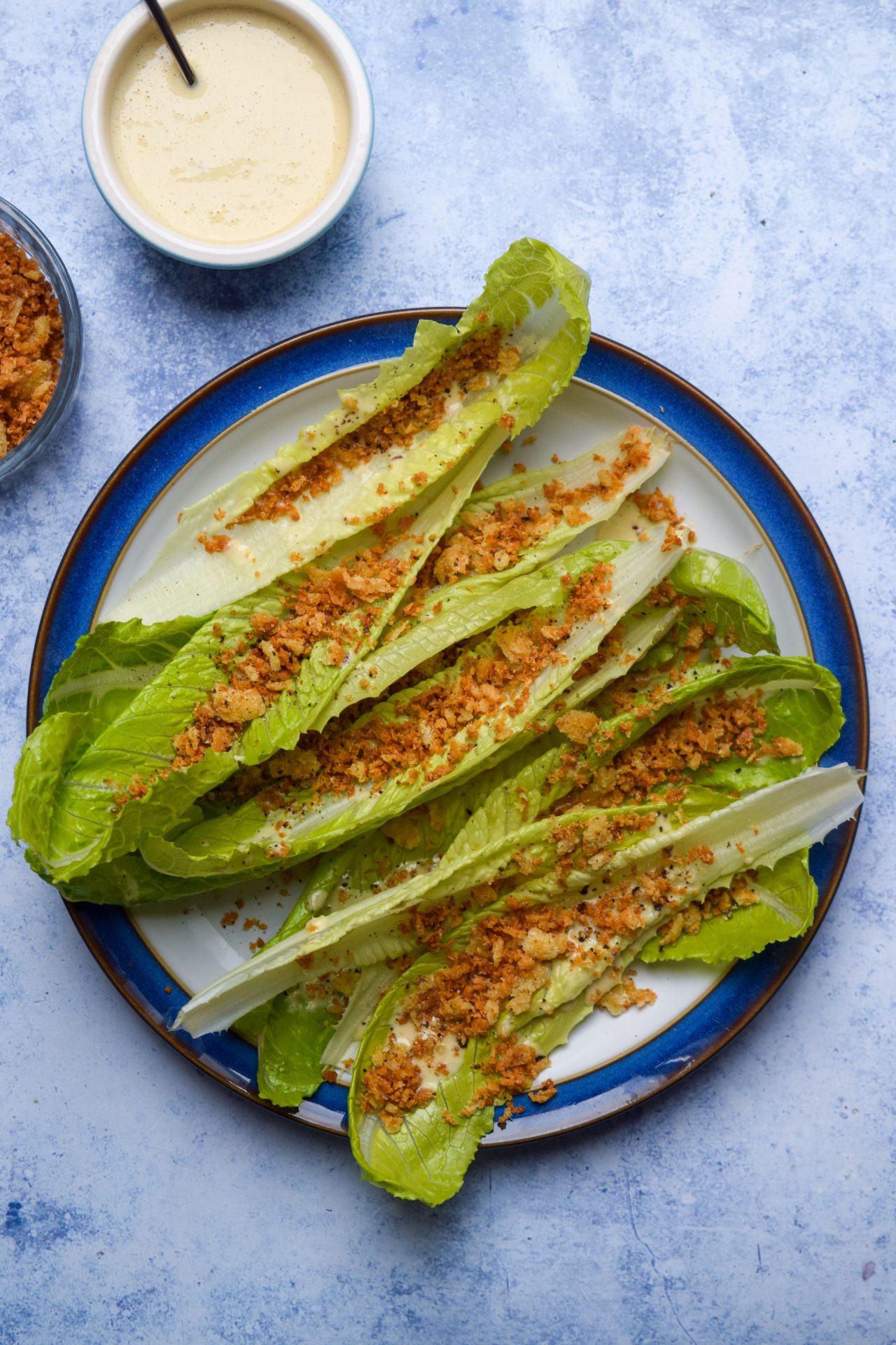Simple Sides Caesar Salad Leaves with Homemade Garlic Breadcrumbs