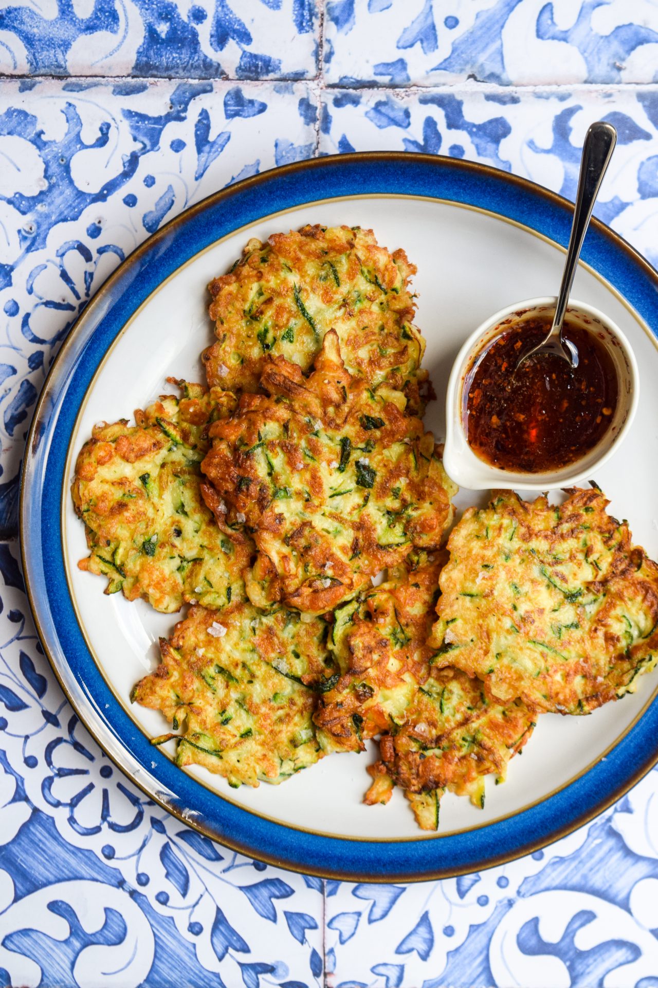 Courgette Halloumi Fritters with Hot Honey Drizzle Rachel Phipps