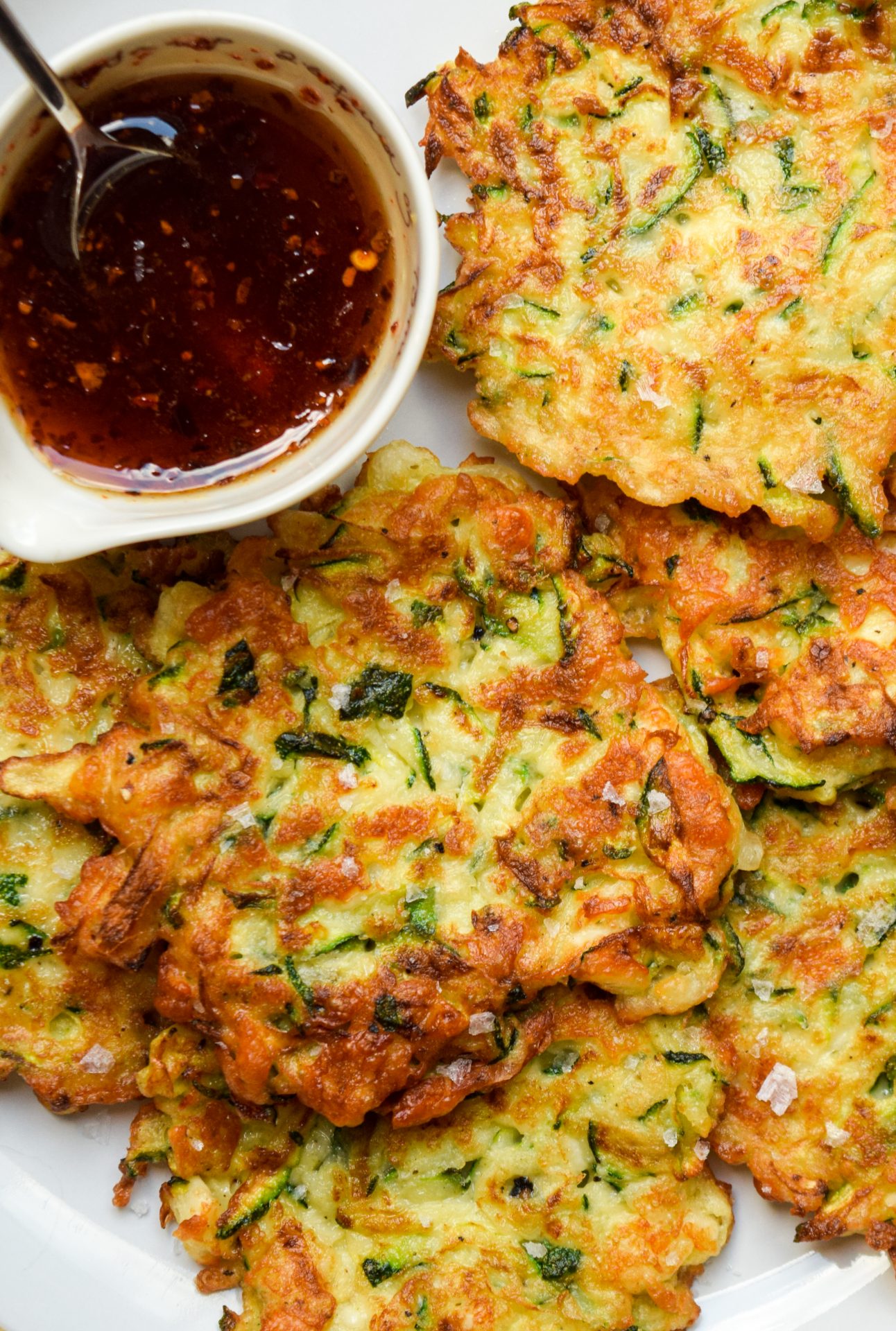 Courgette Halloumi Fritters with Hot Honey Drizzle Rachel Phipps