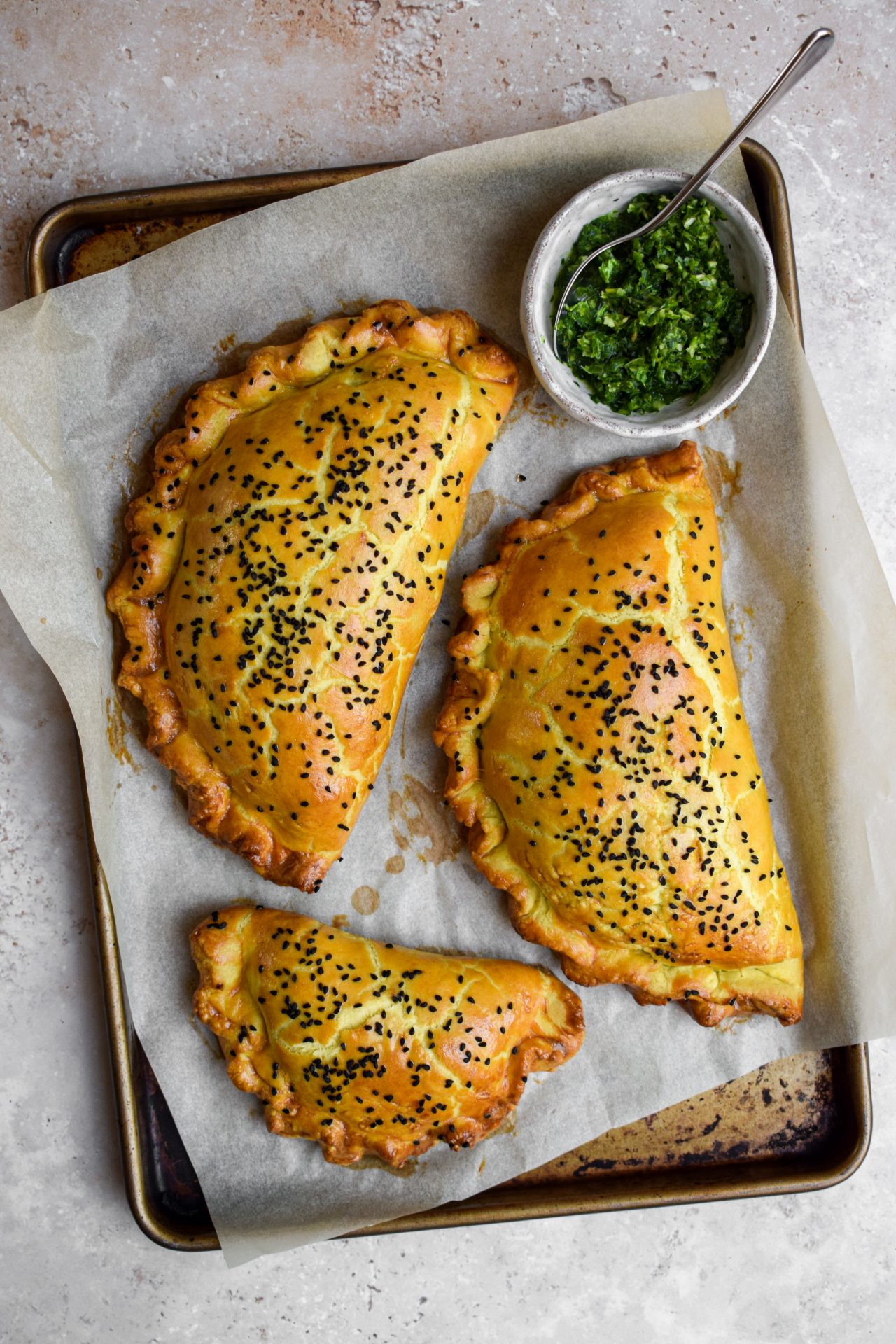Curried Potato Pasties with Quick Coriander Chutney Rachel Phipps