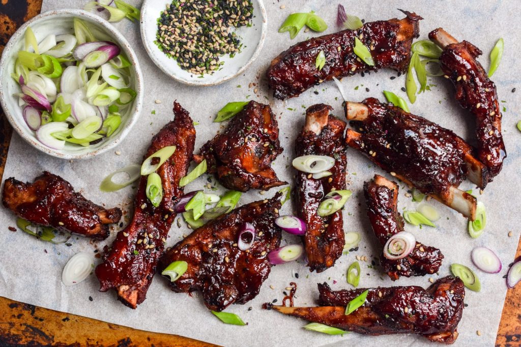 Close up of Chinese spare ribs.