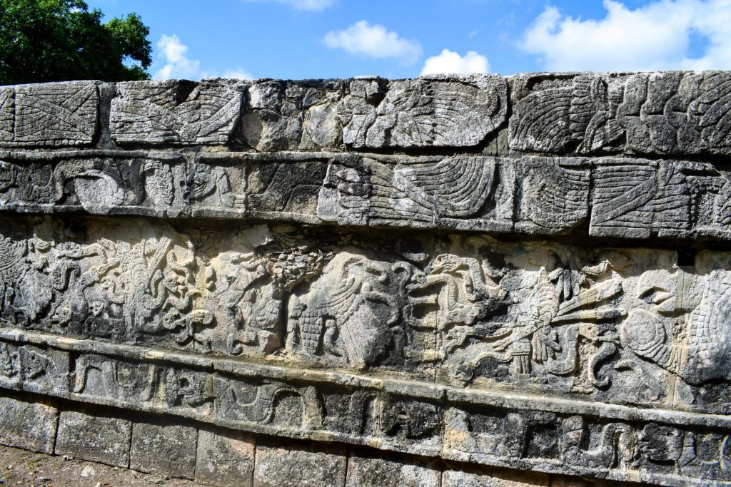 Mayan temple carvings.