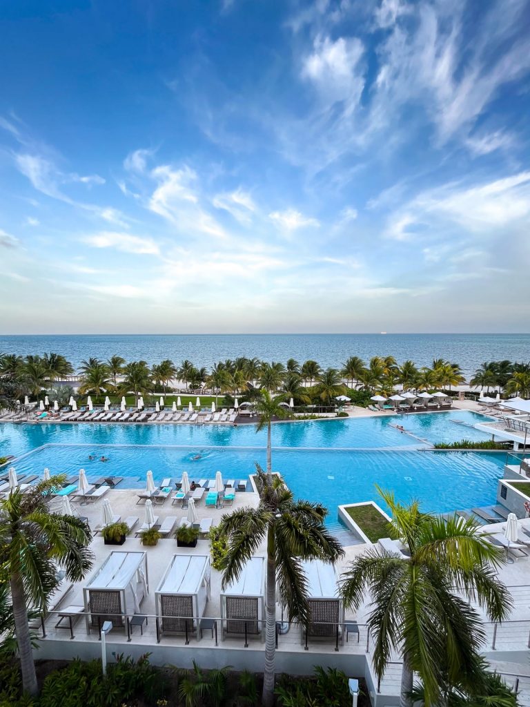 View of the long pool at at Haven Riviera, Cancun.