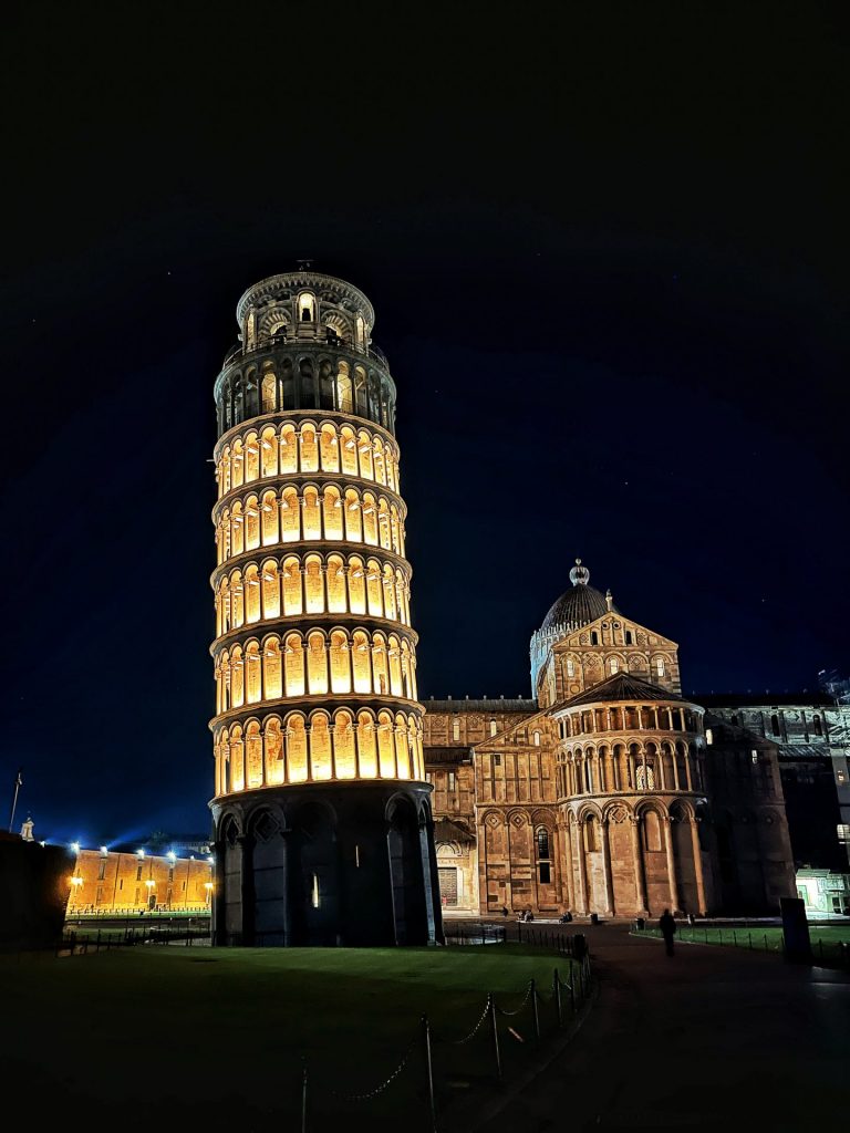 Leaning tower of Pisa at night