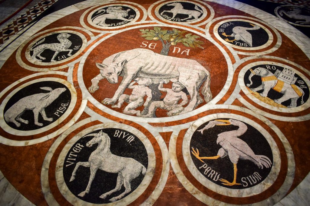 Roman-style floor mosaic in Siena cathdral.