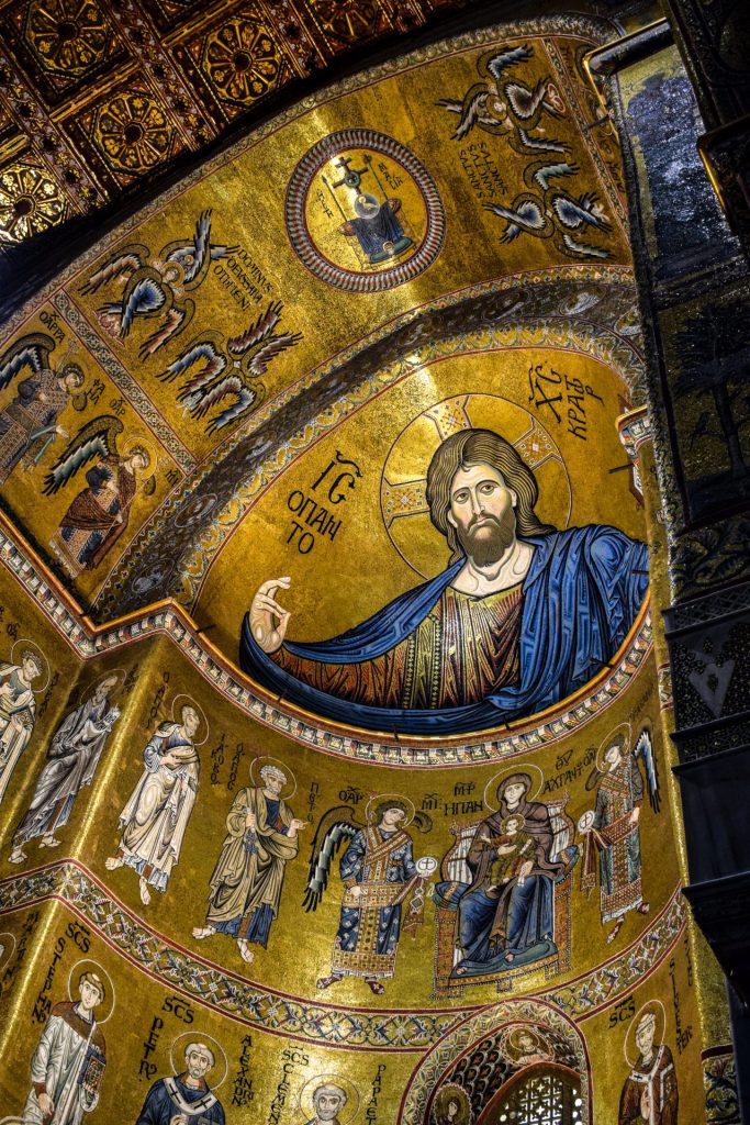 Gold mosaics behind the alter in Monreale Cathedral