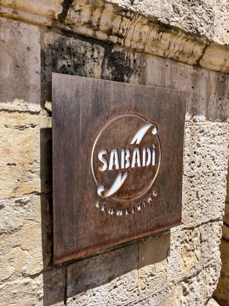 Signage outside the Sabadi chocolate shop in Modica.