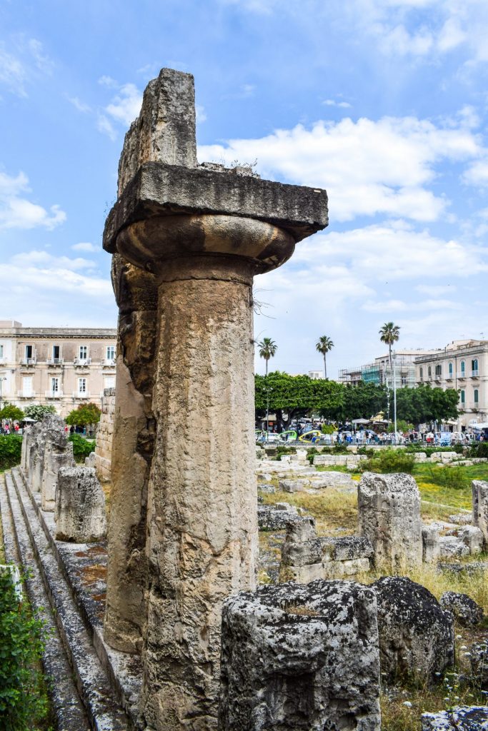 Columns in the ruins of the Temple of Apollo in Ortigia.
